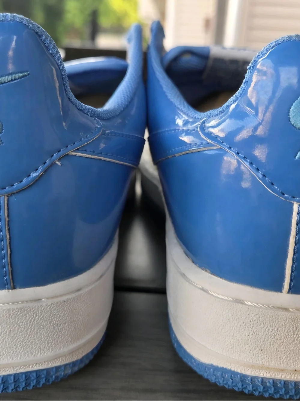 Nike Air Force 1 '07 Blue Patent Leather Clear Toe 306353-140 US 12 Deadstock